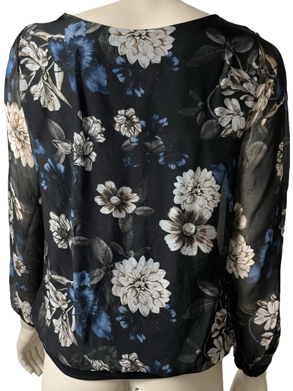 Viola Borghi Black Floral Silk Blend Blouse - Picture 4 of 4